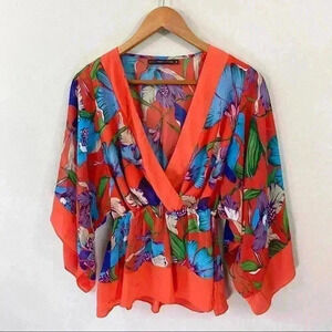 Hazel orange floral boho top